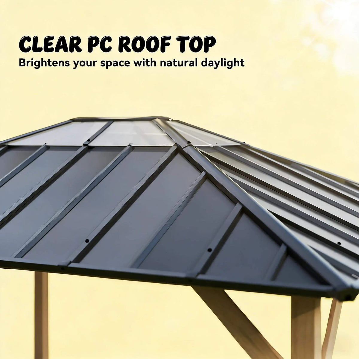 Hardtop Gazebo | Heavy-Duty Fir Wood Frame | Galvanized Steel Roof | Ceiling Hooks