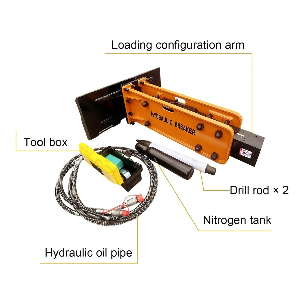 Heavy-Duty Hydraulic Hammer Skid Steer Attachment | Concrete | Home Use | Home
