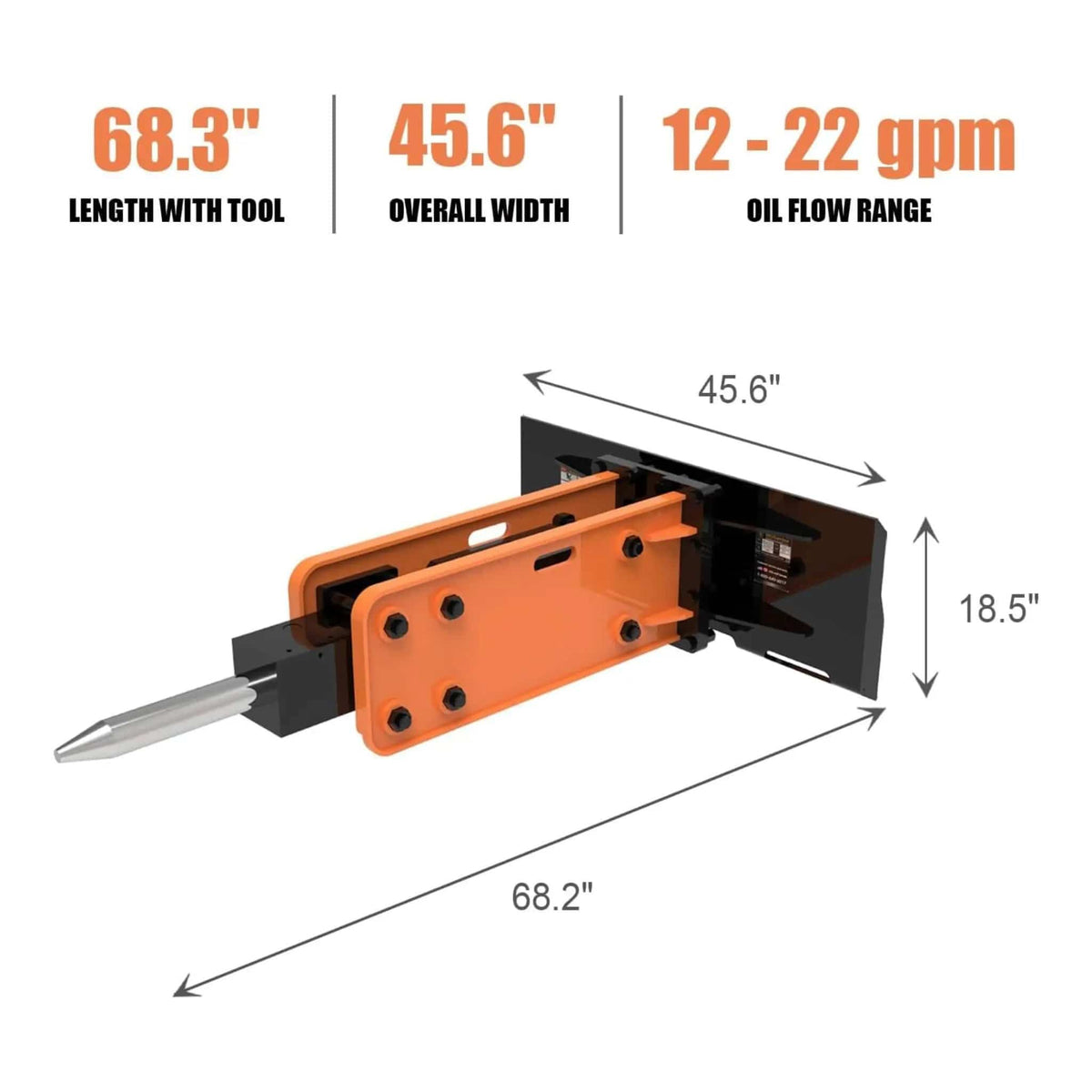 Heavy-Duty Hydraulic Hammer Skid Steer Attachment | Concrete | Home Use | Home