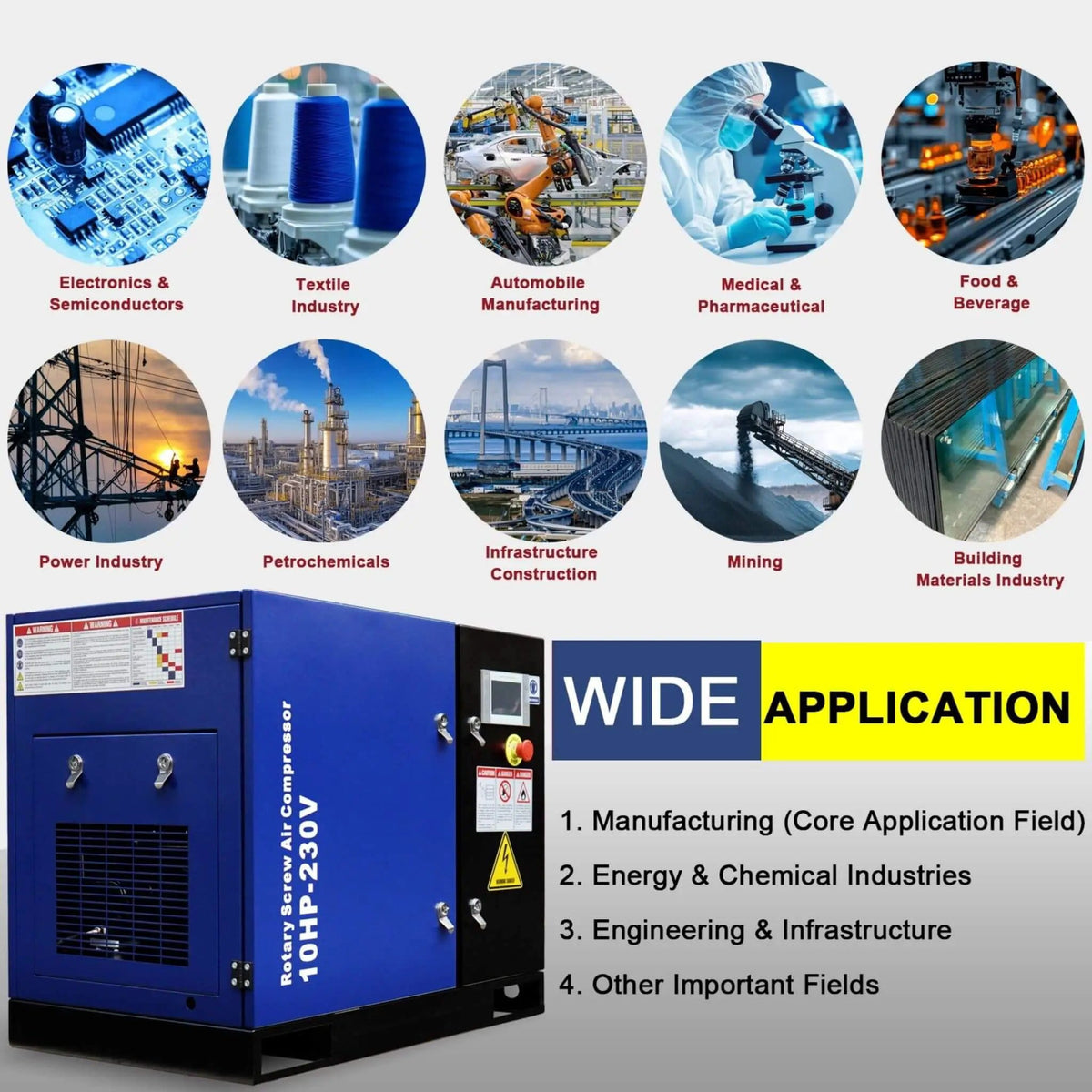 Heavy-Duty Industrial Rotary Screw Air Compressor | 460 Volt | Home Use | Home