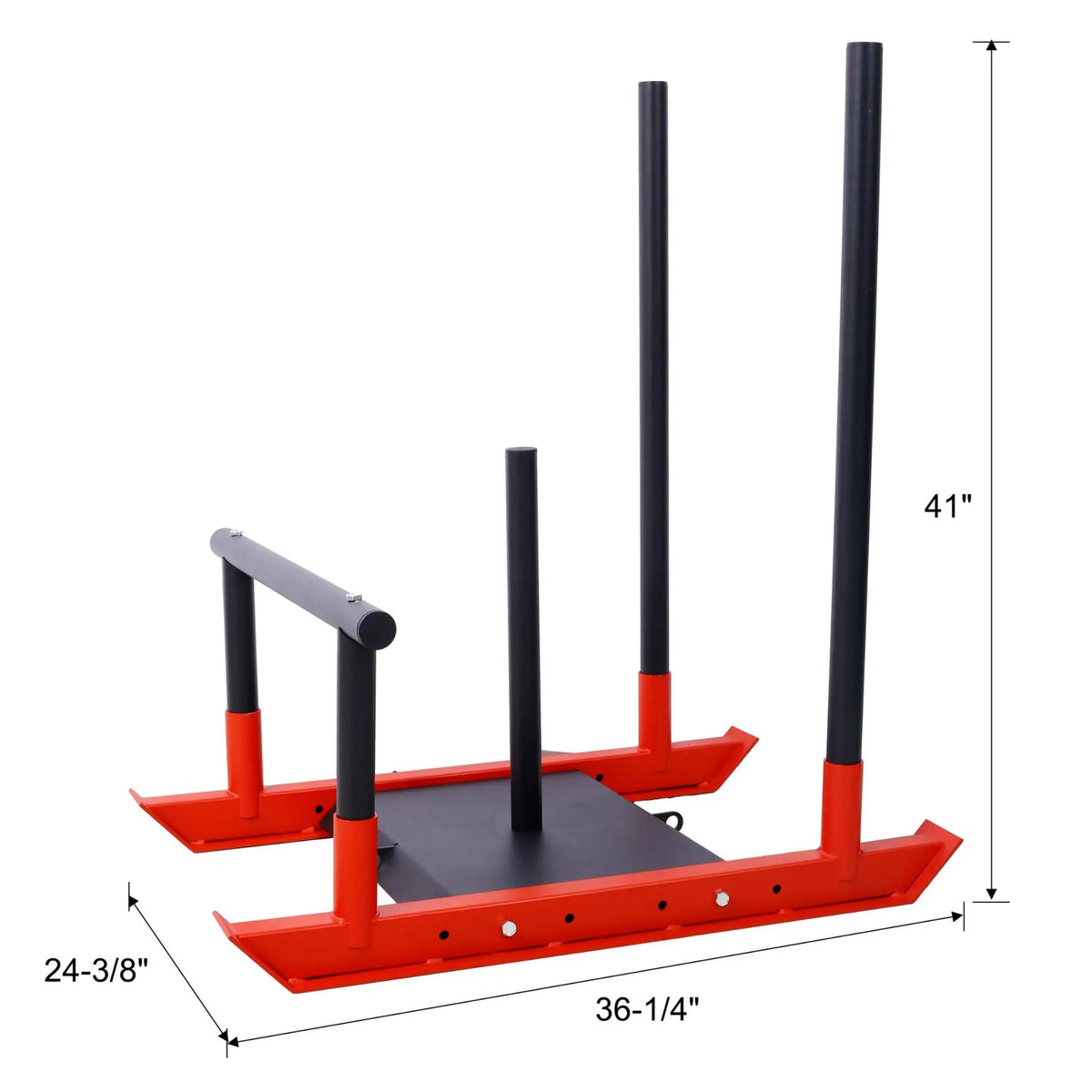 Weight Training Sled | Heavy-Duty Iron | Removable Push Poles | 1 And 2 Inch Plate Holder