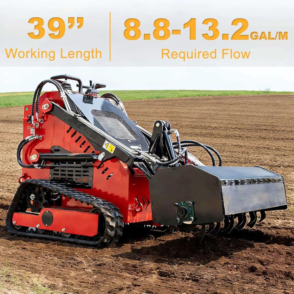 Heavy-Duty Mini Loader Rotary Tiller Skid Steer Attachment | Steel | Home Use | Home
