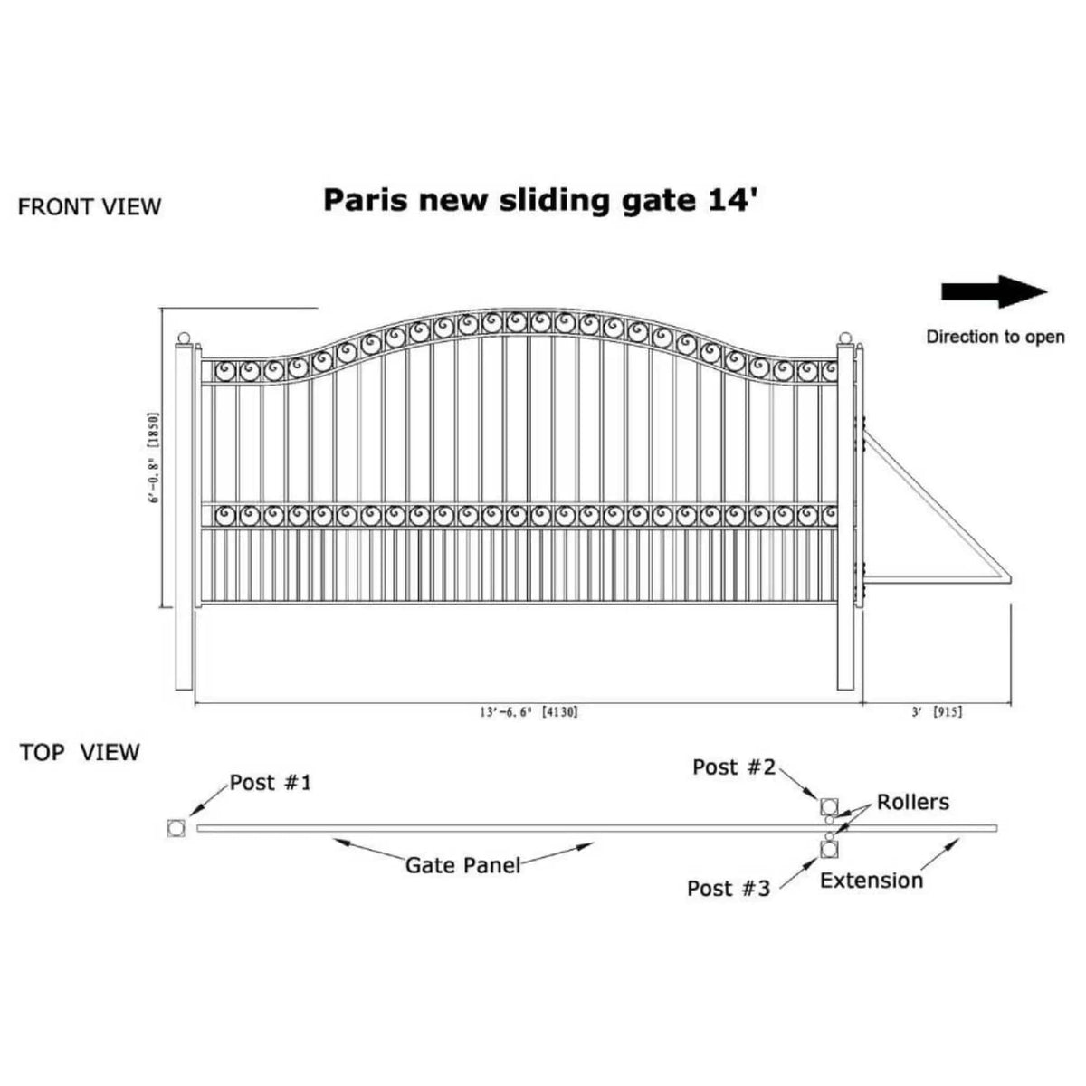 Heavy-Duty Paris-Style Premium Steel Sliding Driveway Gate | Steel | Home Use | Home