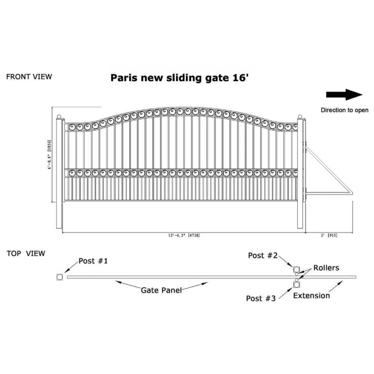 Heavy-Duty Paris-Style Premium Steel Sliding Driveway Gate | Steel | Home Use | Home