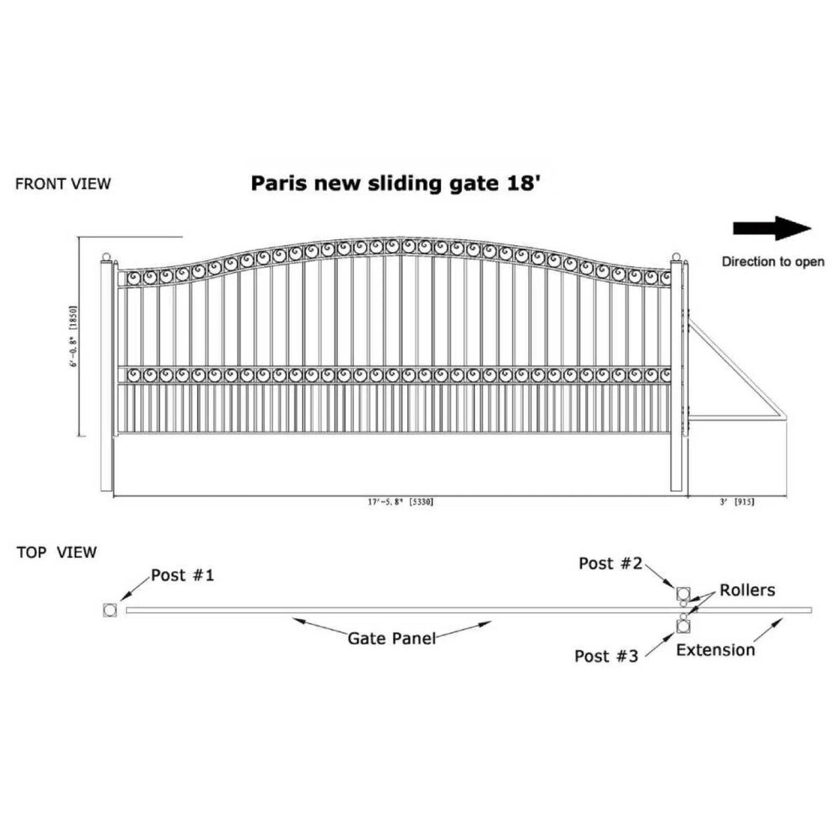 Heavy-Duty Paris-Style Premium Steel Sliding Driveway Gate | Steel | Home Use | Home