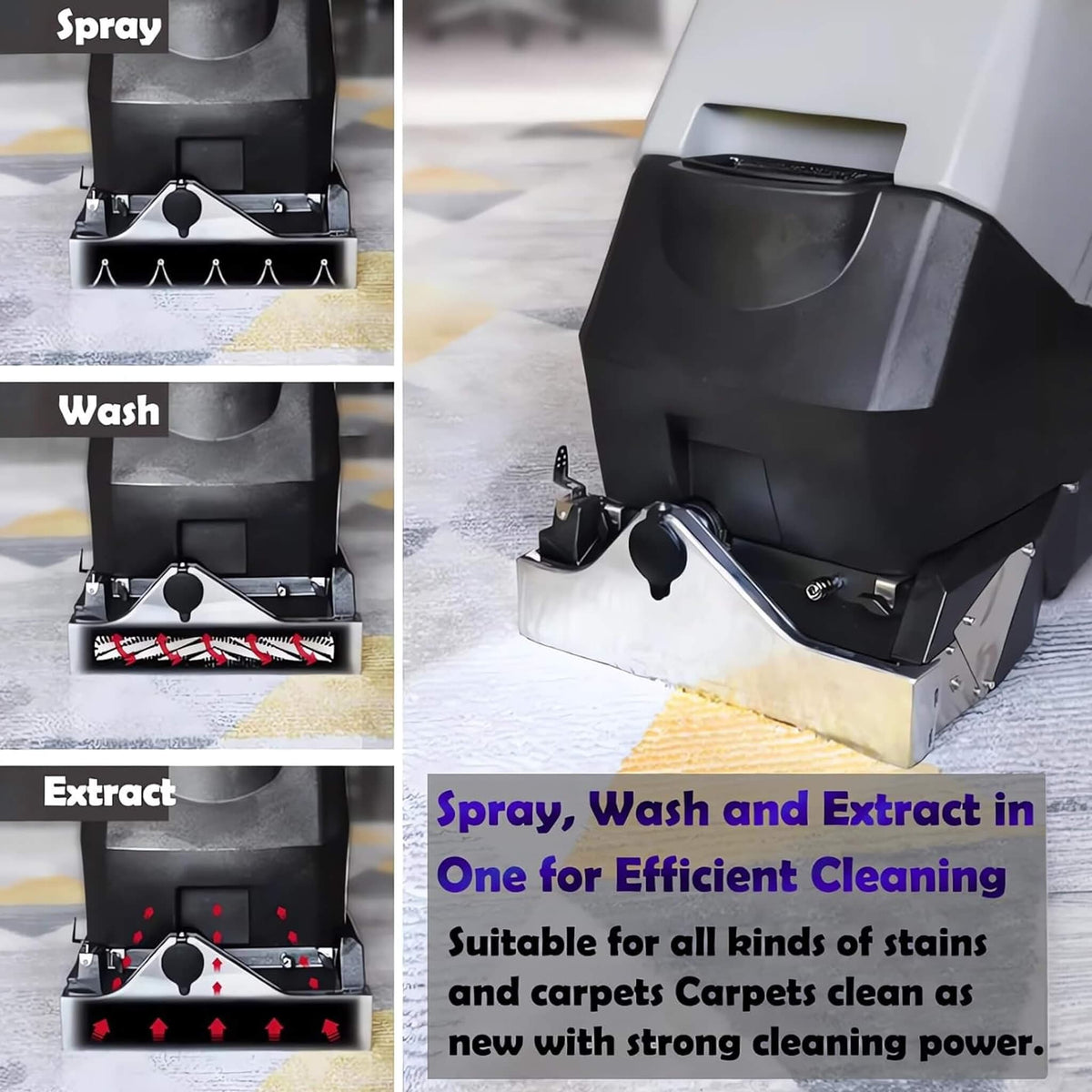 Heavy-Duty Portable Commercial 3-In-1 Wet Dry Carpet Cleaner | 3 Inch | Commercial Slush Machine | Home