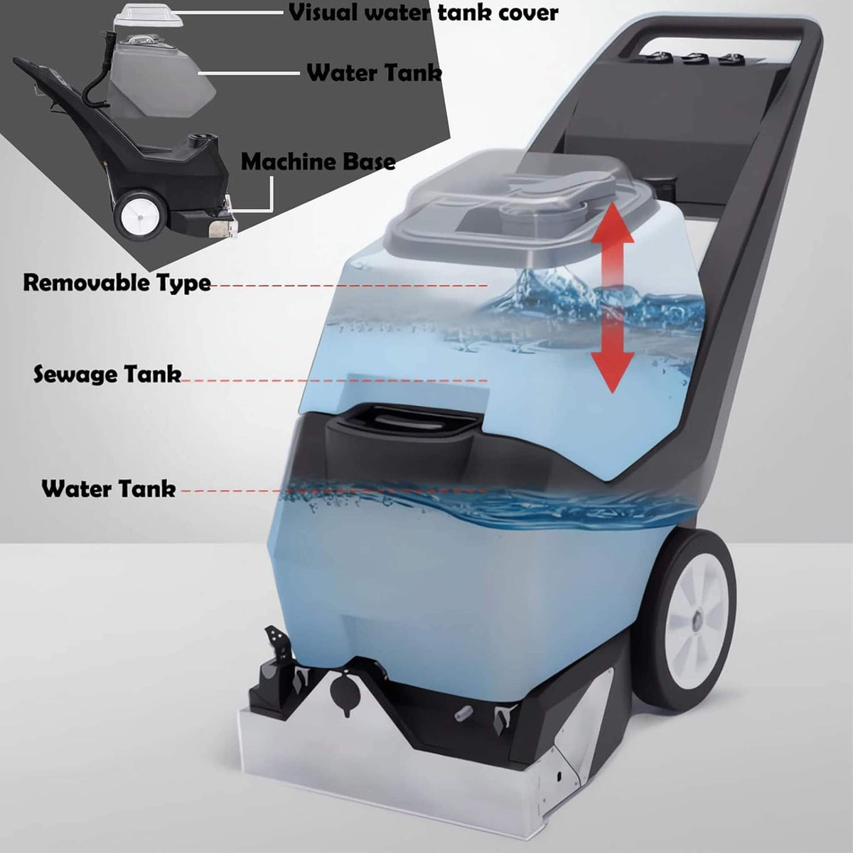 Heavy-Duty Portable Commercial 3-In-1 Wet Dry Carpet Cleaner | 3 Inch | Commercial Slush Machine | Home