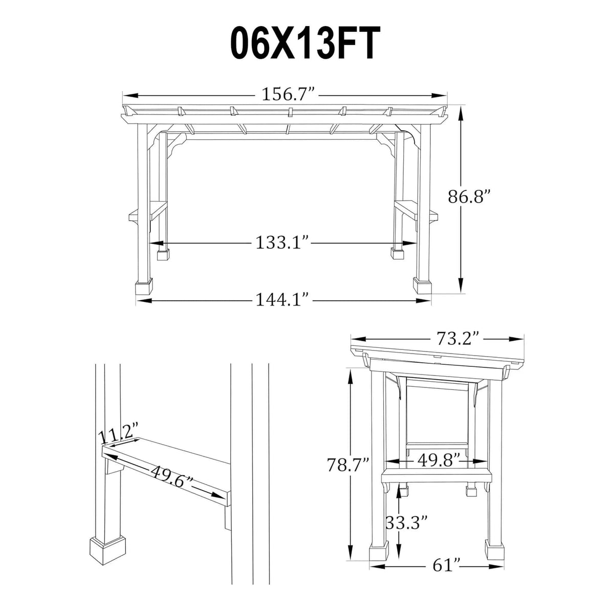 Heavy-Duty Premium Wooden Grill Gazebo With Sloped Metal Roof | Metal | Home Use | Home