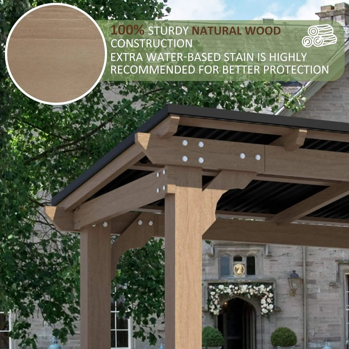 Heavy-Duty Premium Wooden Grill Gazebo With Sloped Metal Roof | Metal | Home Use | Home