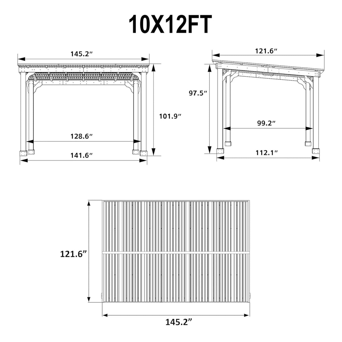 Heavy-Duty Premium Wooden Grill Gazebo With Sloped Metal Roof | Metal | Home Use | Home