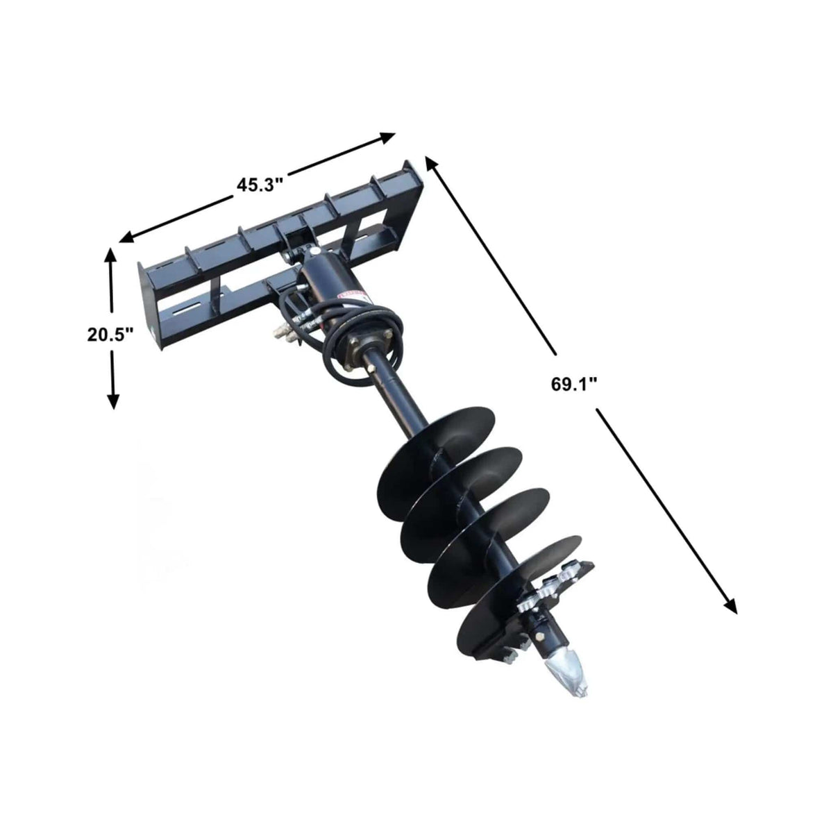 Heavy-Duty Skid Steer Auger Drive Attachment With 12-Inch Post Hole Bit | 12 Inch | Skid Steer Attachment | Home