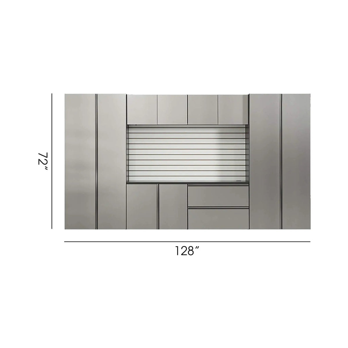 Wall-Mounted Garage Cabinet Set | Metallic Gray Finish | Soft Closing Doors | Drawers
