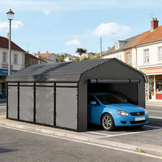 Heavy-Duty Metal Carport Canopy | Waterproof Sealed Metal Roof | Removable 160g PE Sidewalls | Weather-Resistant