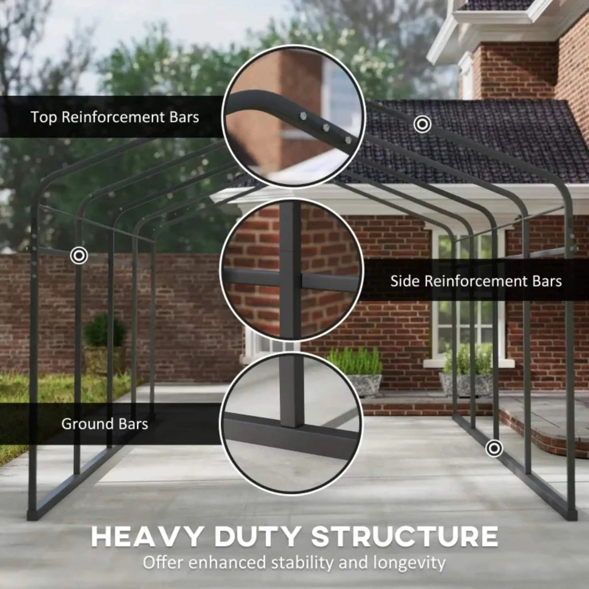 Heavy-Duty Metal Carport Canopy | Waterproof Sealed Metal Roof | Removable 160g PE Sidewalls | Weather-Resistant