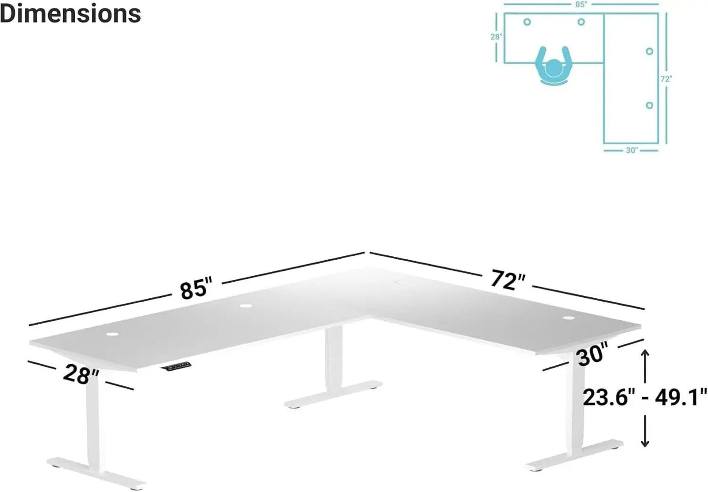 Height Adjustable L Shaped Standing Desk With Spacious Surface from PriceLows™