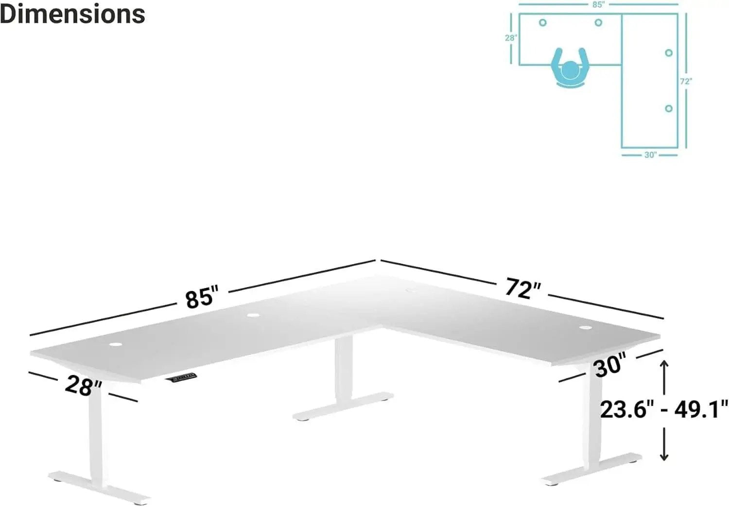 Height Adjustable L Shaped Standing Desk With Spacious Surface from PriceLows™