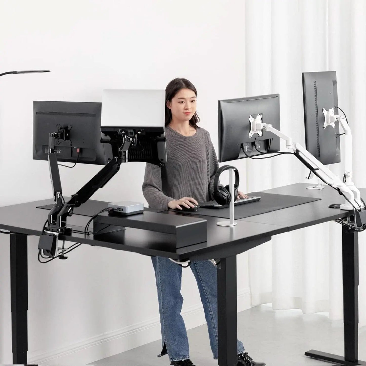Height Adjustable L Shaped Standing Desk With Spacious Surface from PriceLows™