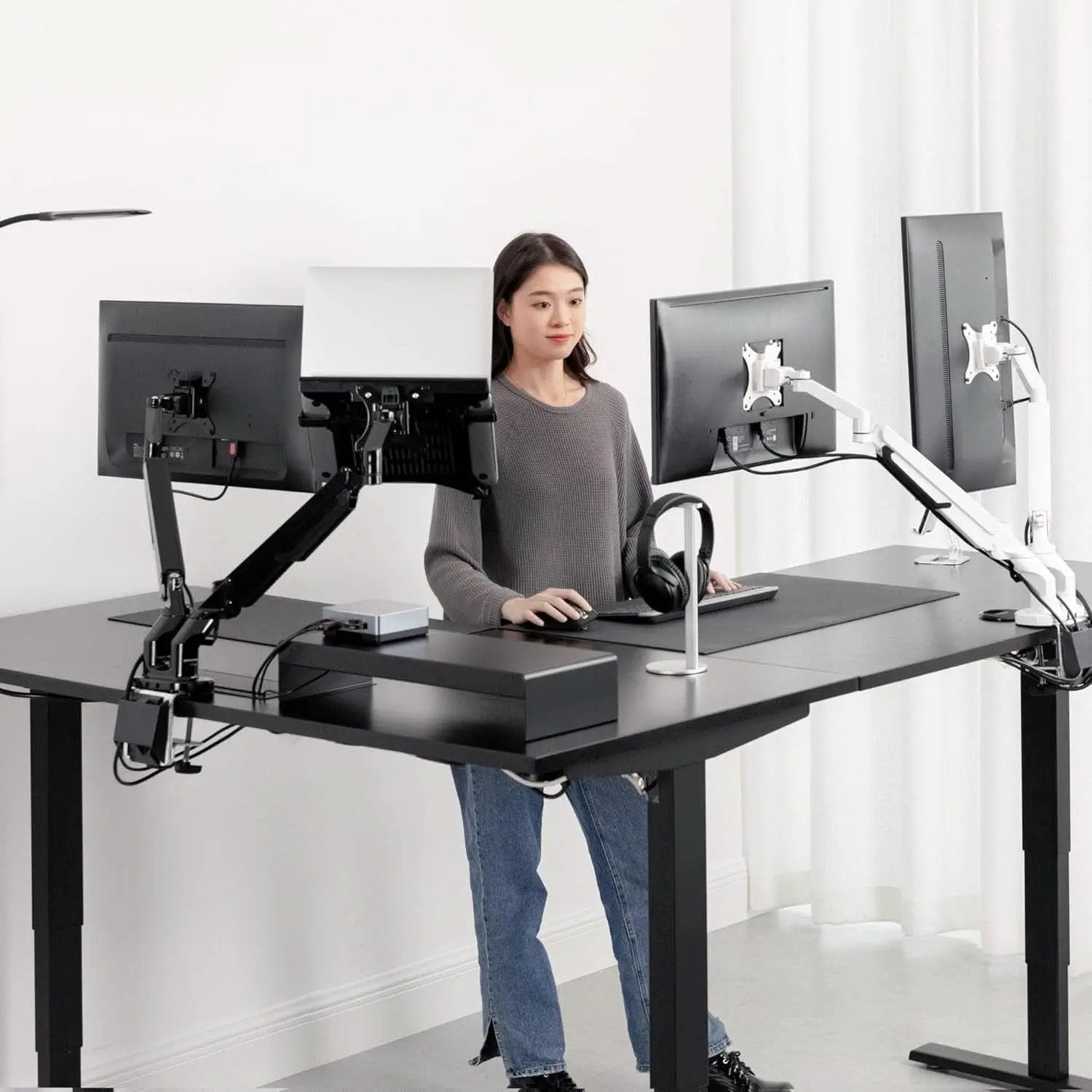 Height Adjustable L Shaped Standing Desk With Spacious Surface from PriceLows™