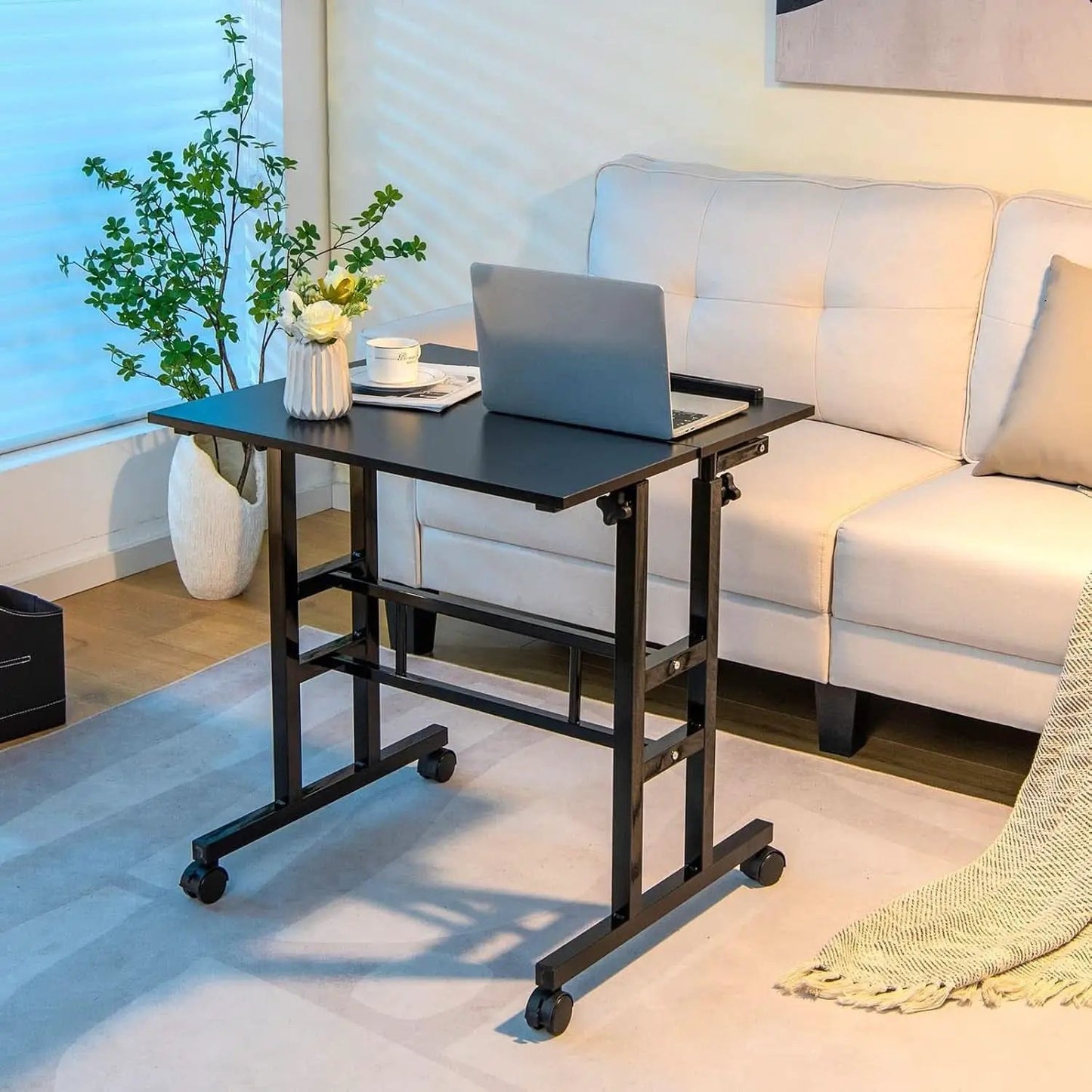 Height Adjustable Mobile Desk with Tilting Top and Wheels from PriceLows™