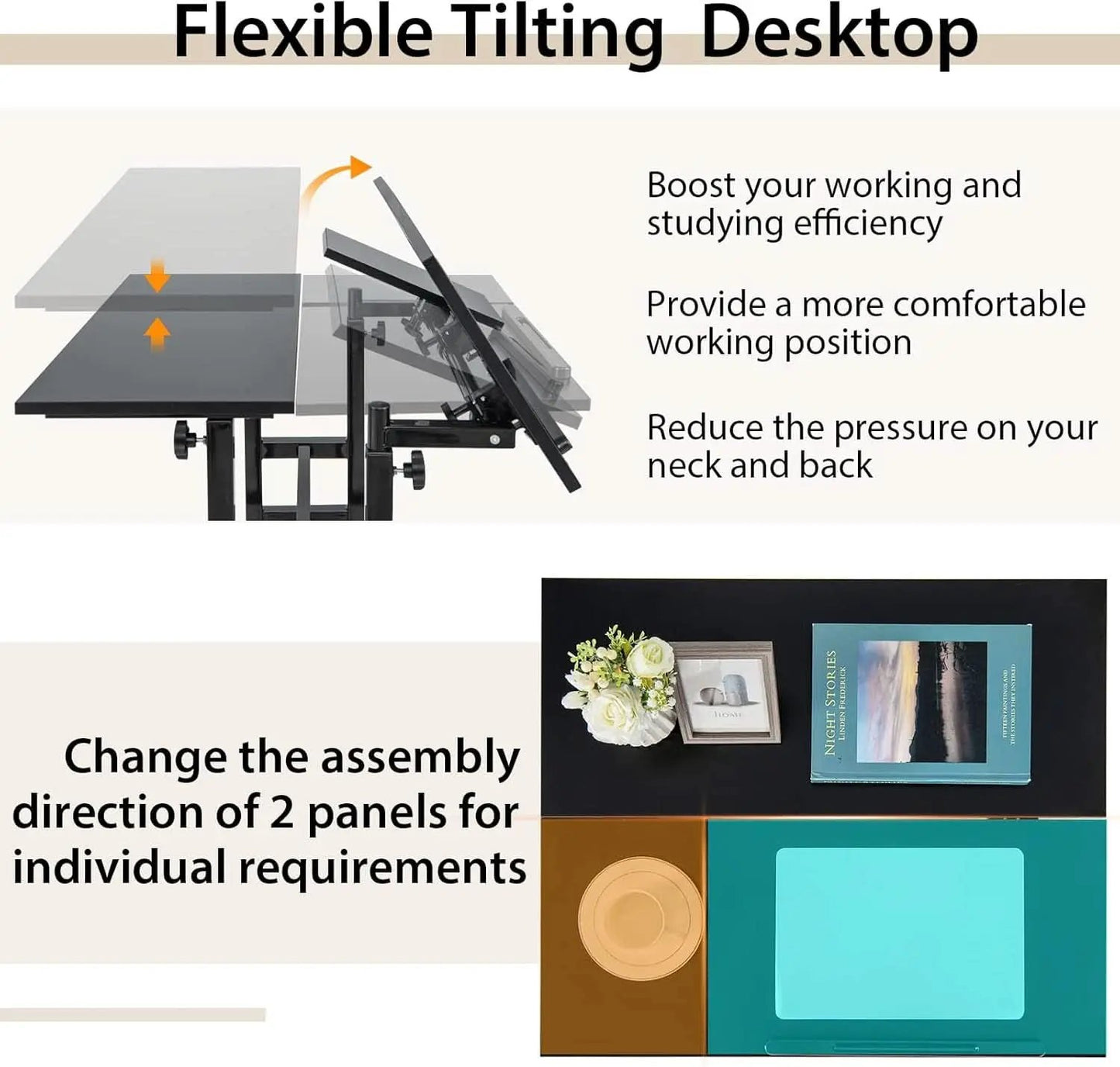 Height Adjustable Mobile Desk with Tilting Top and Wheels from PriceLows™