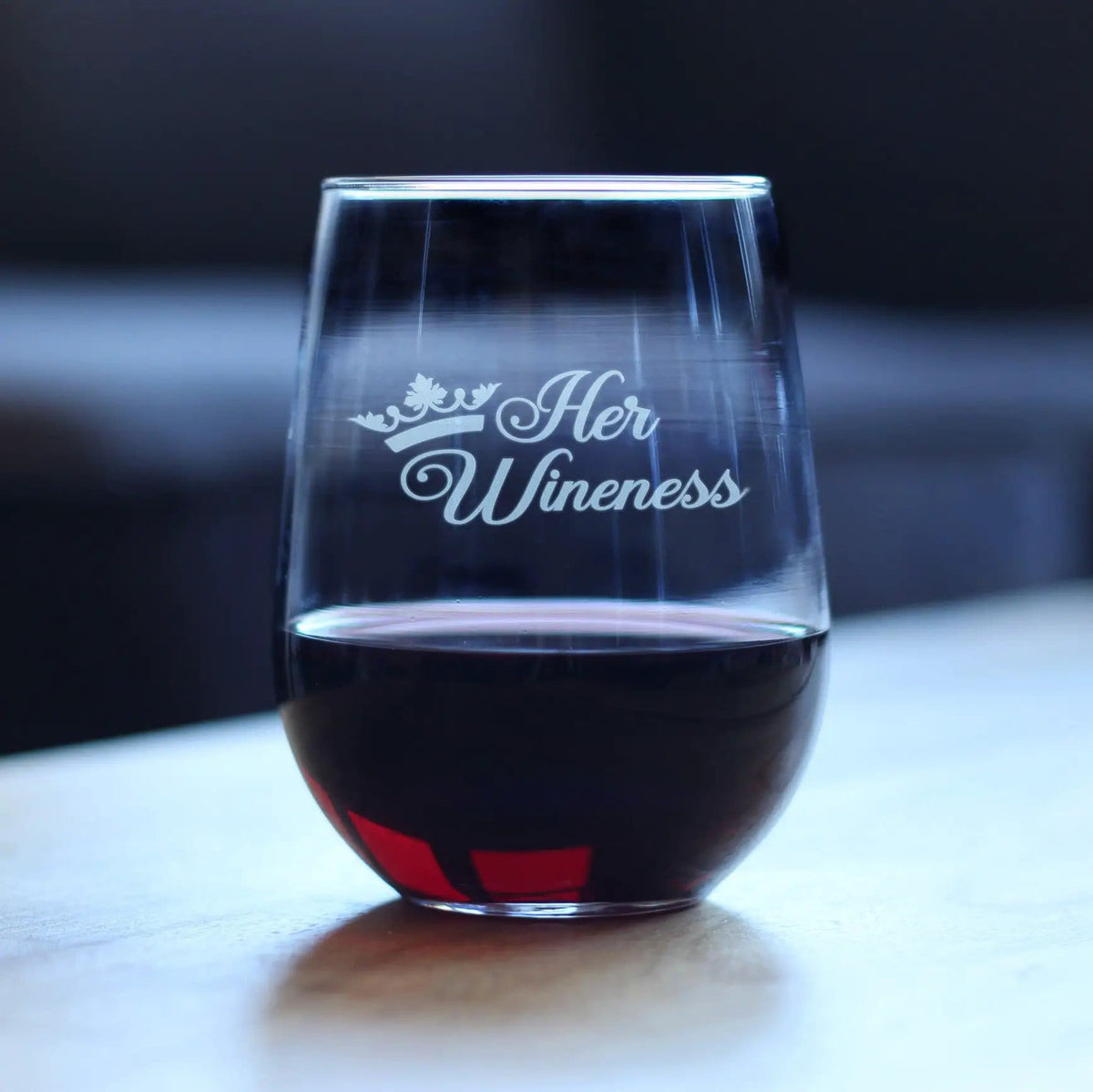 Etched Stemless Wine Glass | 17 oz | Dishwasher Safe | Her Wineness