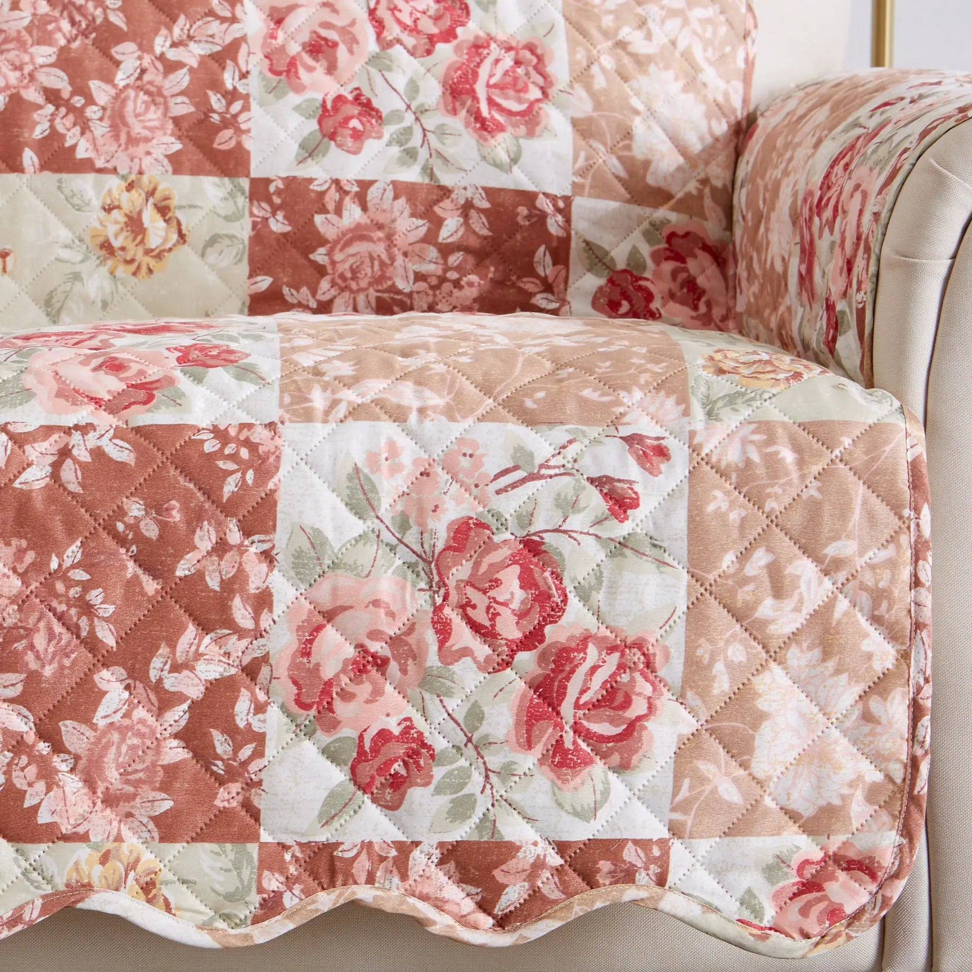 Reversible Floral Patchwork Furniture Protector - Maribel Collection from PriceLows™