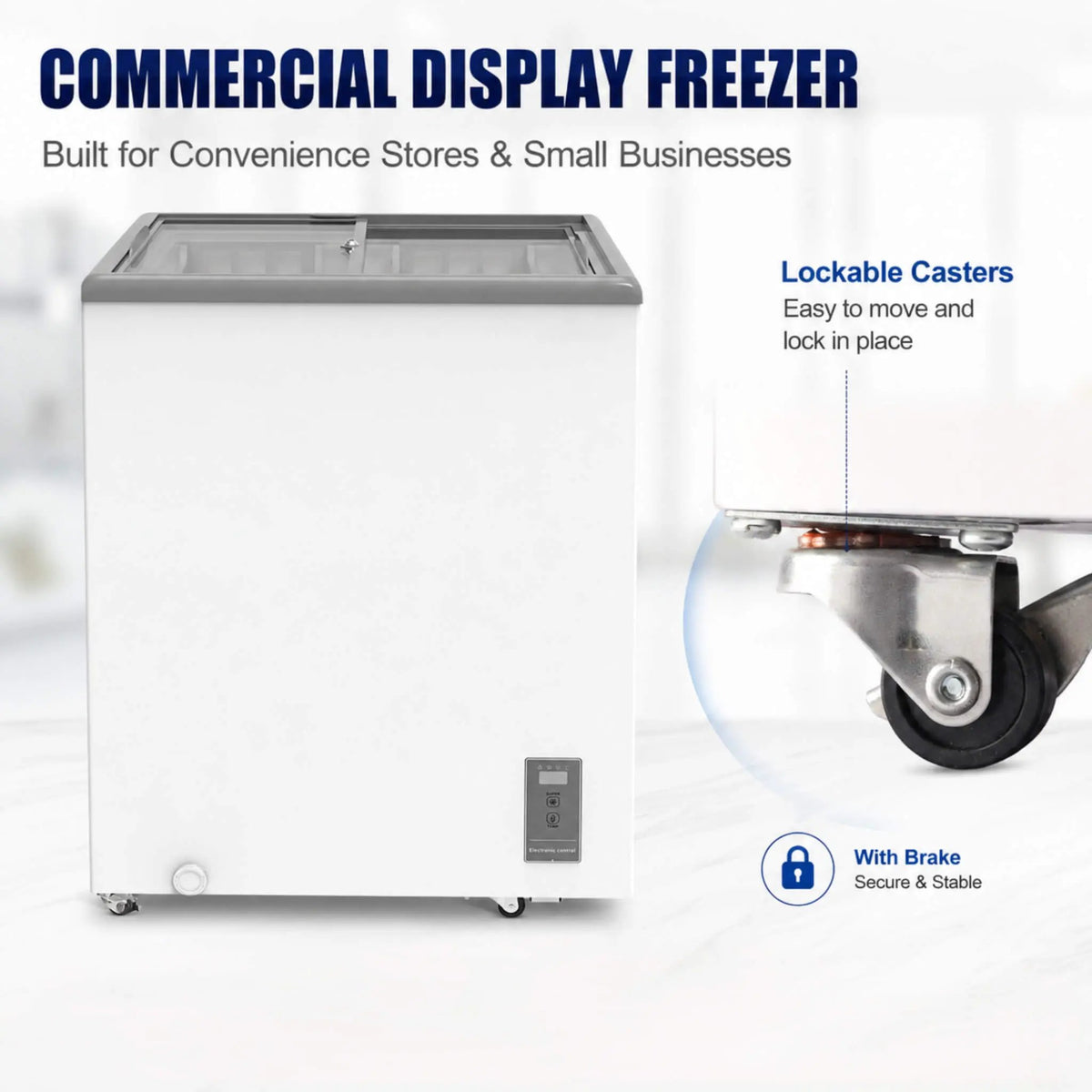 Commercial Display Chest Freezer | Sliding Glass Door | Variable-Frequency Compressor | High-Efficiency Cooling