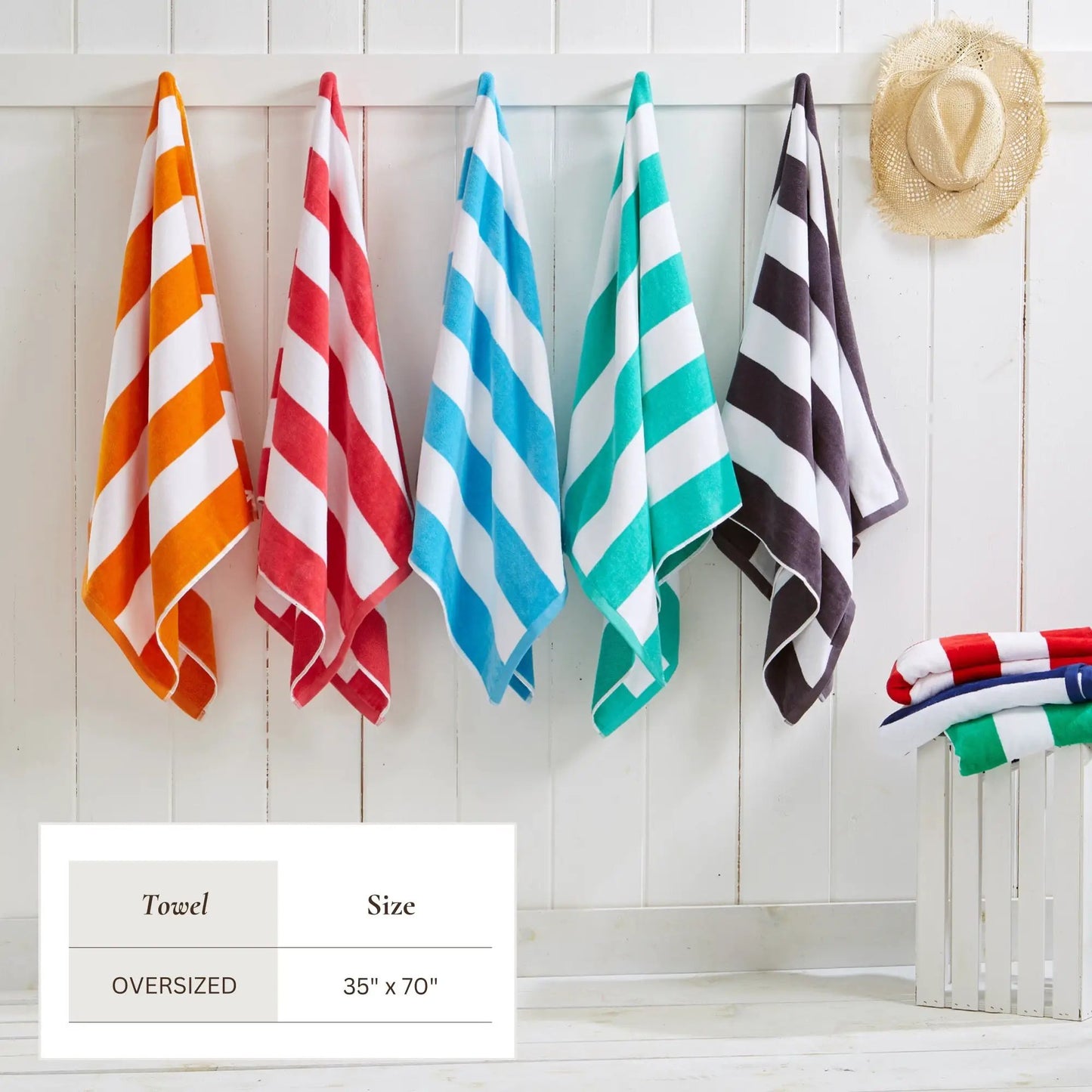 Cotton Velour Cabana Stripe Beach Towel - Novia Collection from PriceLows™