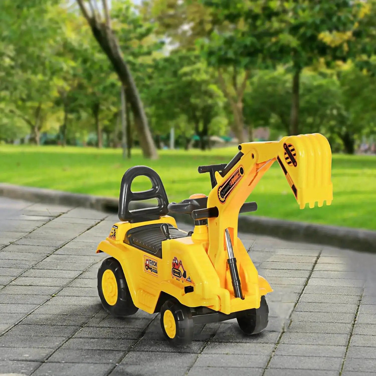 Kids Ride On Excavator Cart | Foot Powered | Front Bucket With Horn
