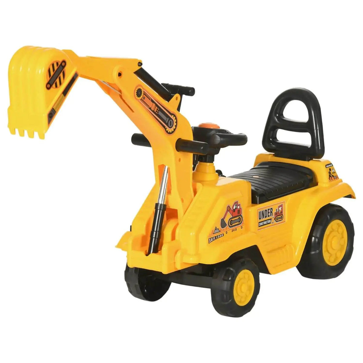 Kids Ride On Excavator Cart | Foot Powered | Front Bucket With Horn