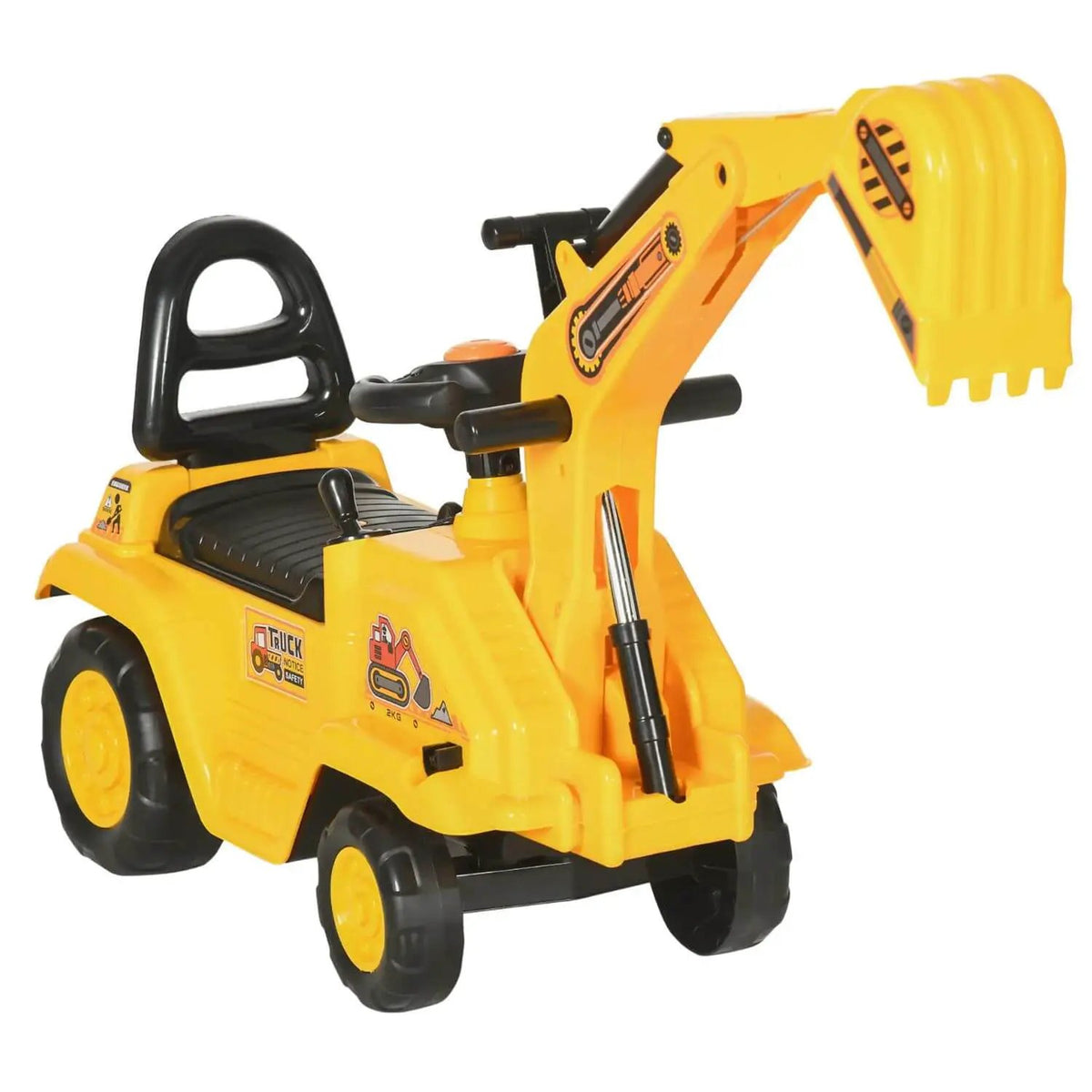 Kids Ride On Excavator Cart | Foot Powered | Front Bucket With Horn