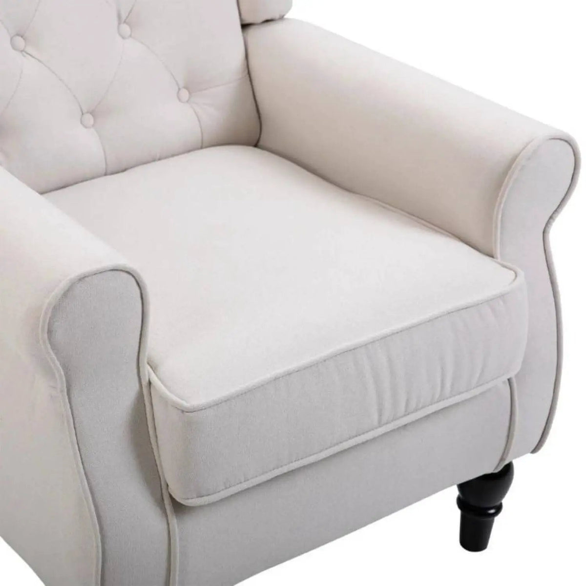 Nursery Wingback Chair | Tufted Backrest | Padded Seat | Cream White