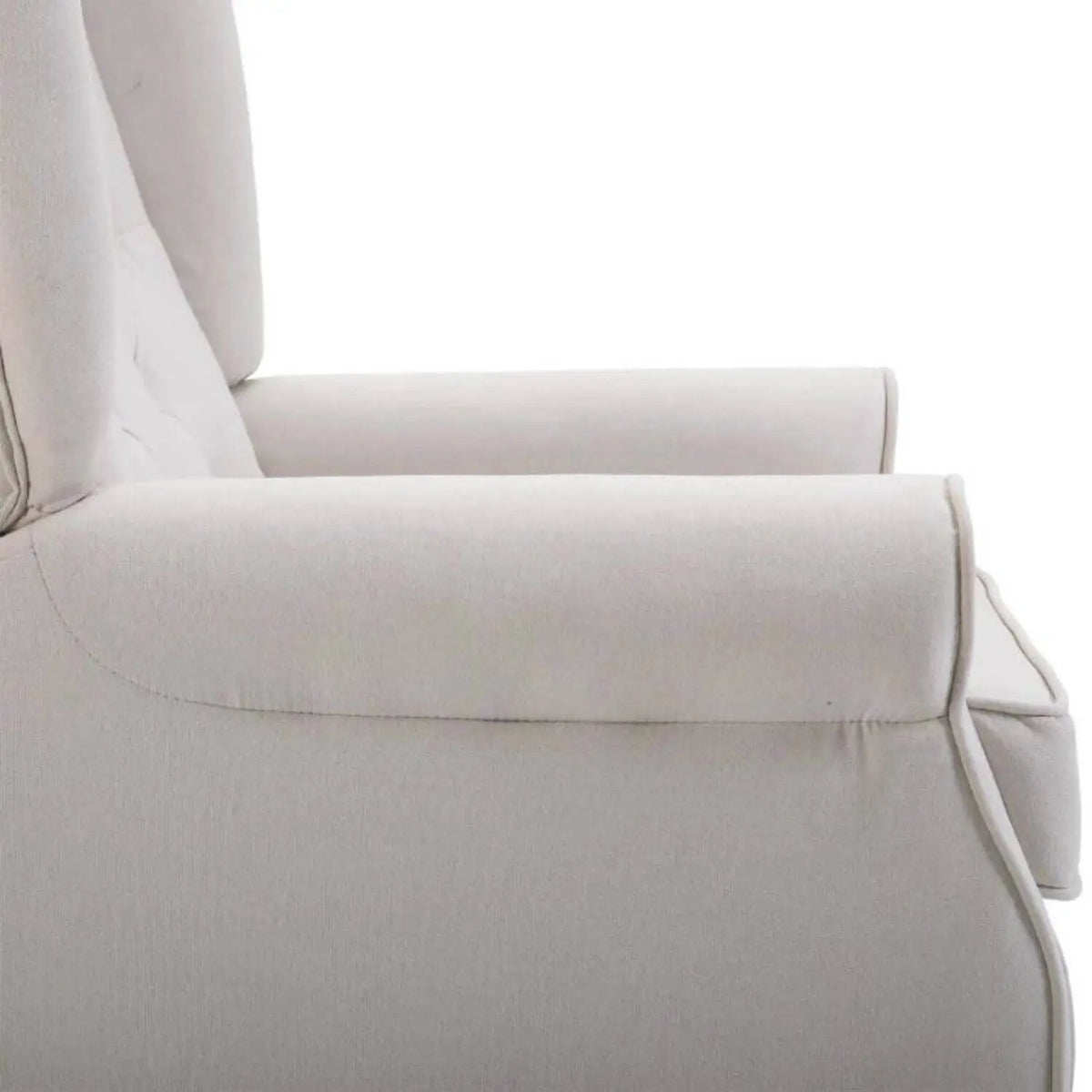Nursery Wingback Chair | Tufted Backrest | Padded Seat | Cream White