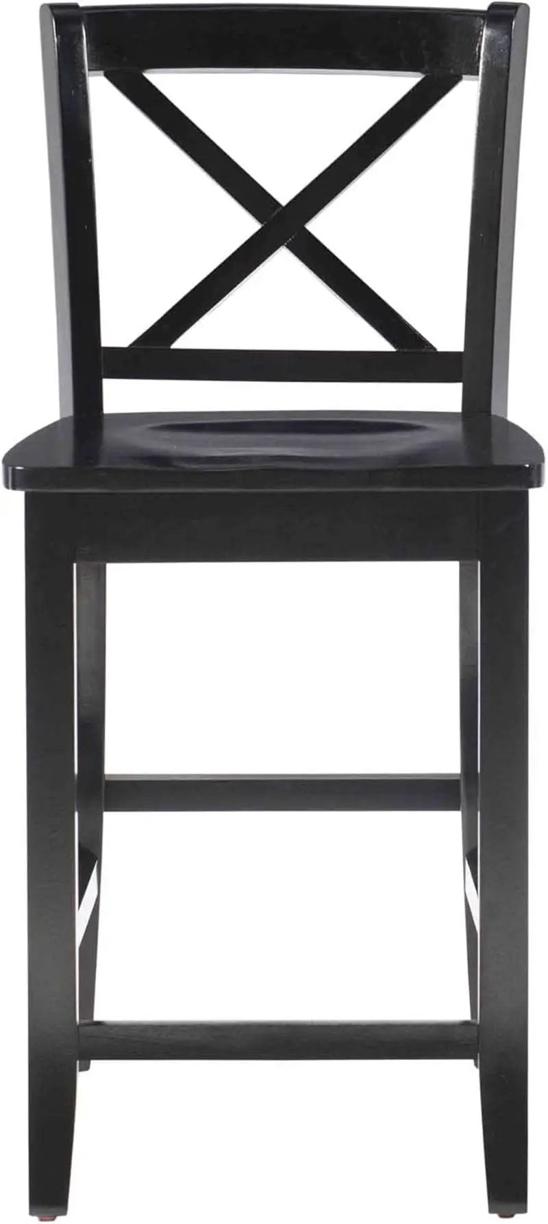 Black X Back Counter Stool 16W 37H Rubberwood Bar Stool from PriceLows™