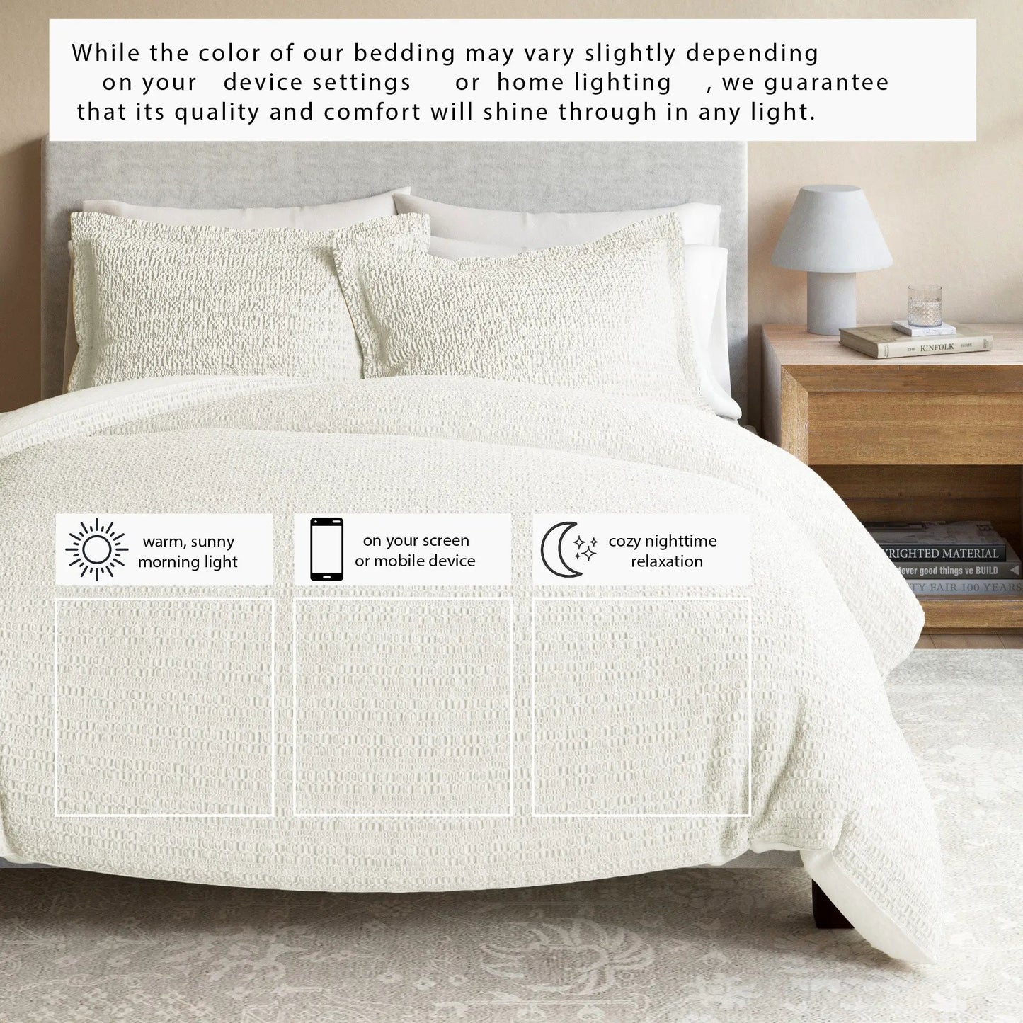 100% Cotton Honeycomb Waffle Duvet Set - Mattea Collection from PriceLows™