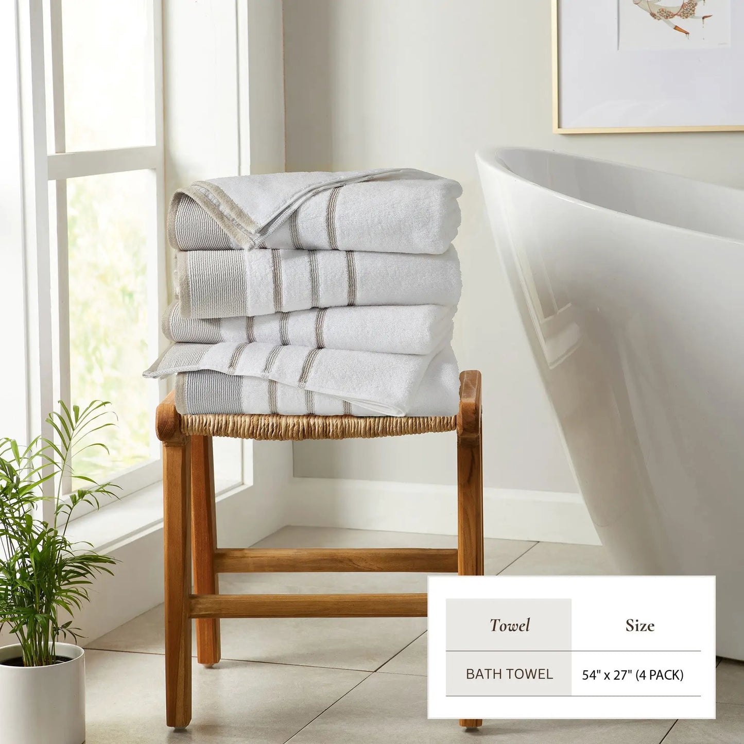 Decorative Cotton Stripe Bath Towel Set - Noelle Collection from PriceLows™