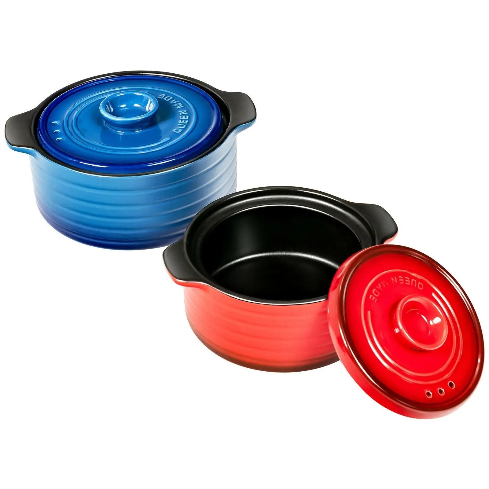 2 Pieces Ceramic Cookware Set with Lid and Insulated Handle from PriceLows™