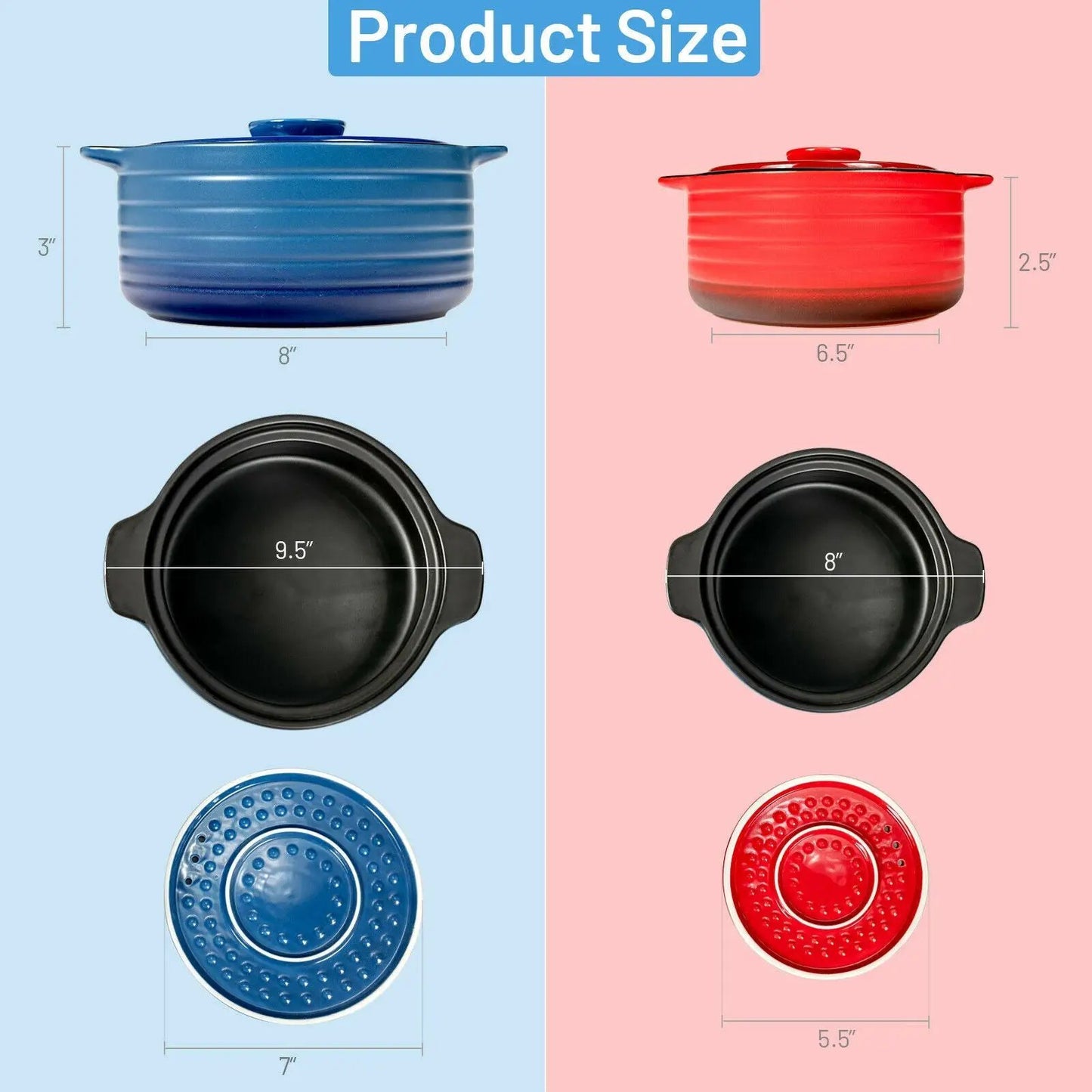 2 Pieces Ceramic Cookware Set with Lid and Insulated Handle from PriceLows™