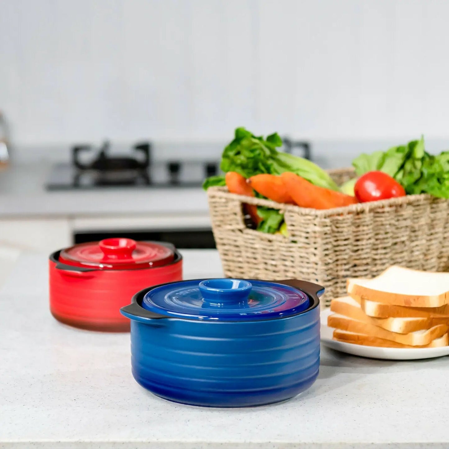 2 Pieces Ceramic Cookware Set with Lid and Insulated Handle from PriceLows™