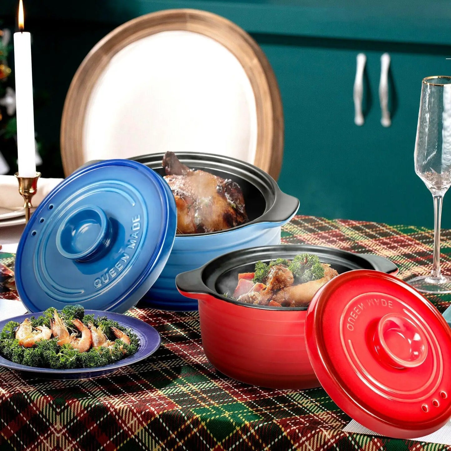 2 Pieces Ceramic Cookware Set with Lid and Insulated Handle from PriceLows™