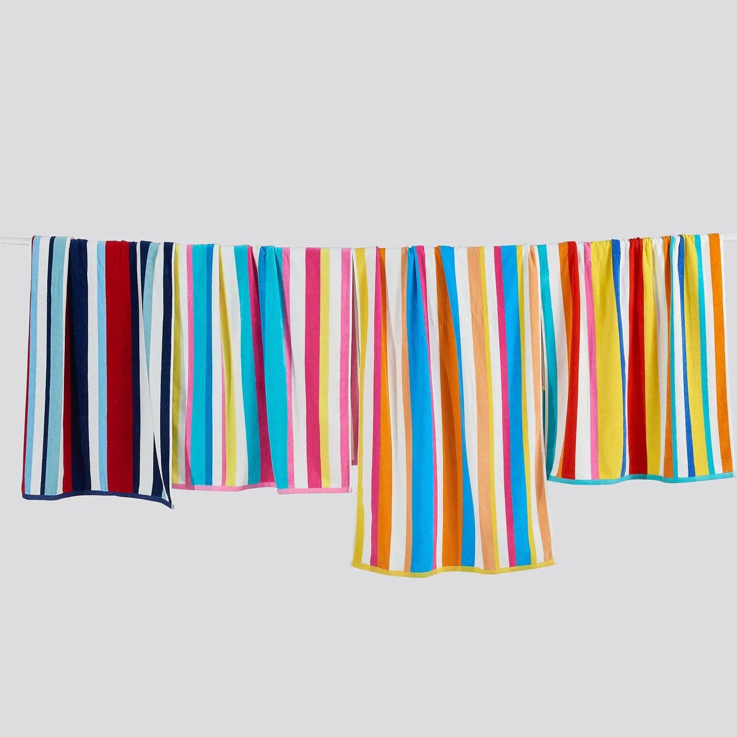 Cotton Velour Cabana Stripe Beach Towel - Novia Collection from PriceLows™