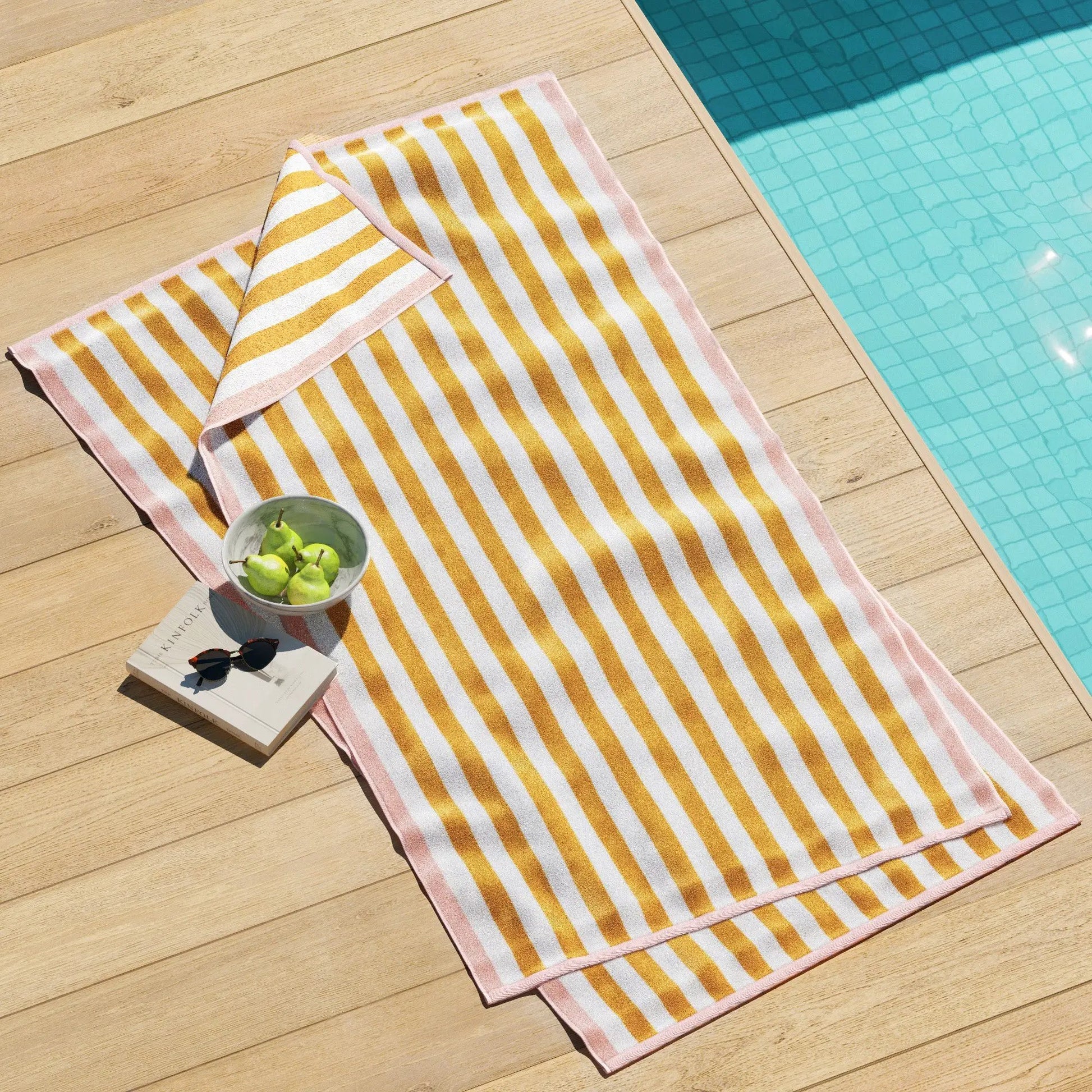 Oversized Striped Border Cabana Beach Towel - Santa Cruz from PriceLows™
