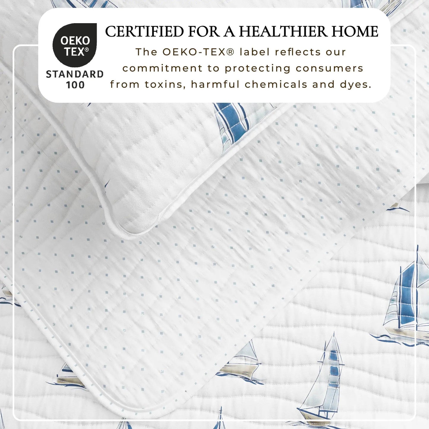 Coastal Blue Sailboat Quilt Set - Marzano Collection from PriceLows™