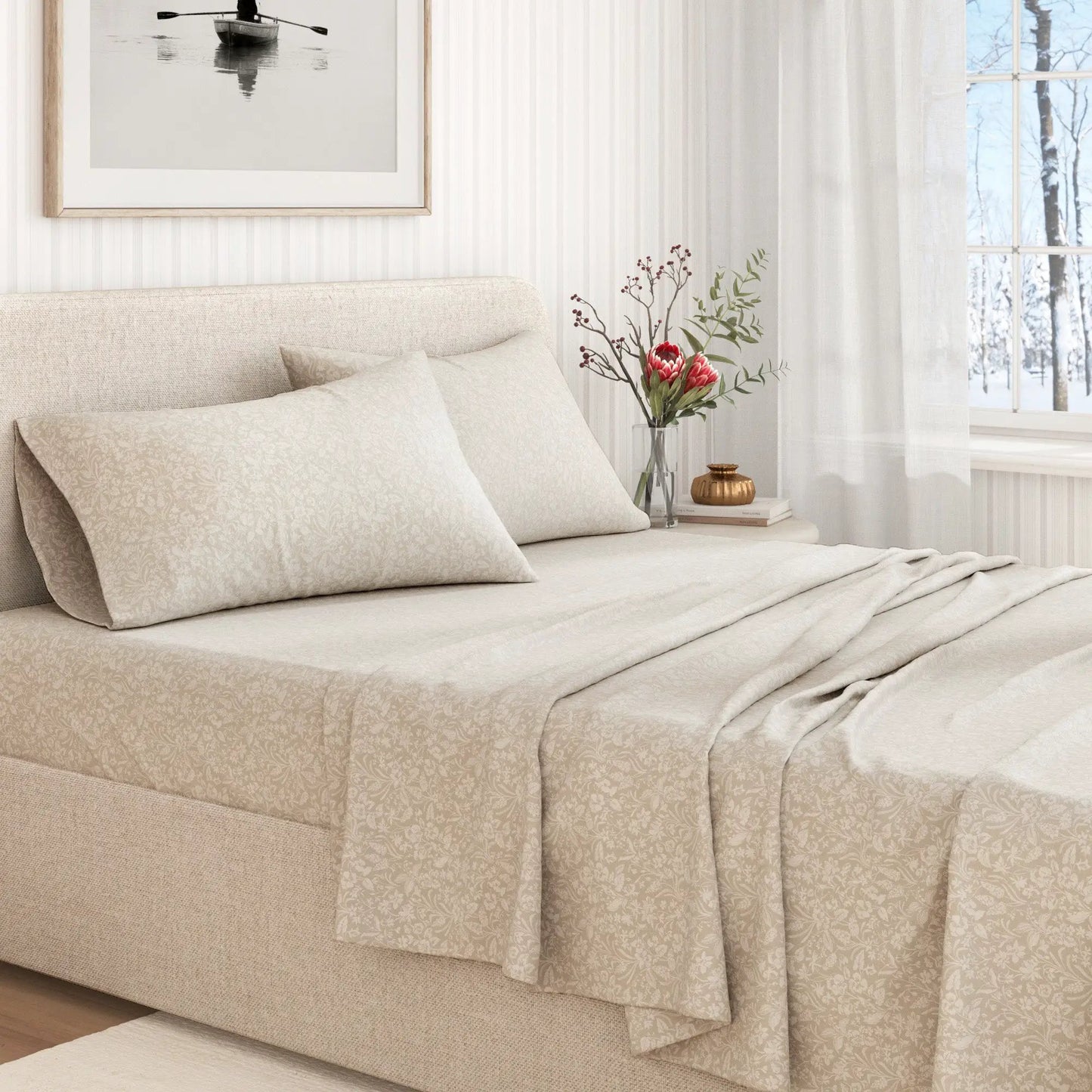 Turkish Cotton Flannel Sheet Set - Winter Floral Collection from PriceLows™