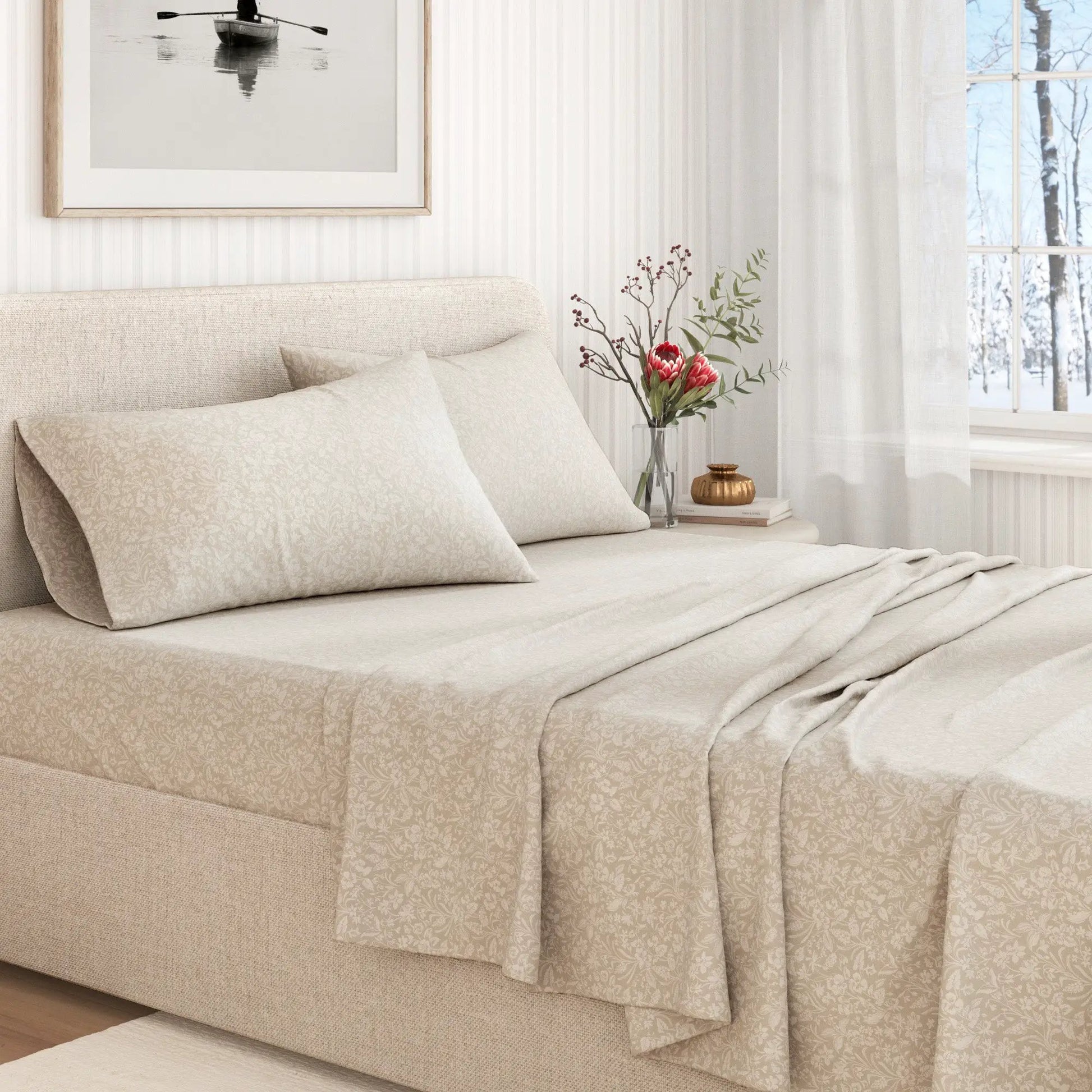 Turkish Cotton Flannel Sheet Set - Winter Floral Collection from PriceLows™