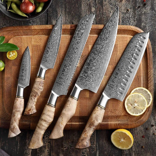 Custom Handmade Damascus Japanese Knife 13” with Olive Wood Handle, Steel Bolster | 8 Inch | Damascus Steel | Kitchen Knives Set