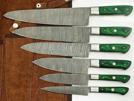 Custom Handmade Damascus Chef Knife 13” with Pakka Wood Handle, Steel Bolster | 8 Inch | Damascus Steel | Kitchen Knives Set