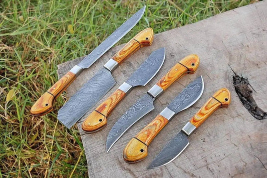 Custom Handmade Damascus Chef Knife 13” with Pakka Wood Handle, Steel Bolster (Style 2) | 8 Inch | Damascus Steel | Kitchen Knives Set