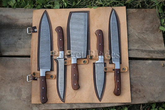 Custom Handmade Damascus Knife Damascus 13” Chef Knife with Rosewood Handle, Steel | 8 Inch | Damascus Steel | Kitchen Knives Set