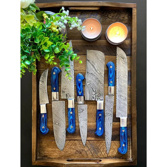 Custom Handmade Damascus Steel Chef Knife 13” with Pakka Wood Handle, Steel Bolster | 8 Inch | Damascus Steel | Kitchen Knives Set